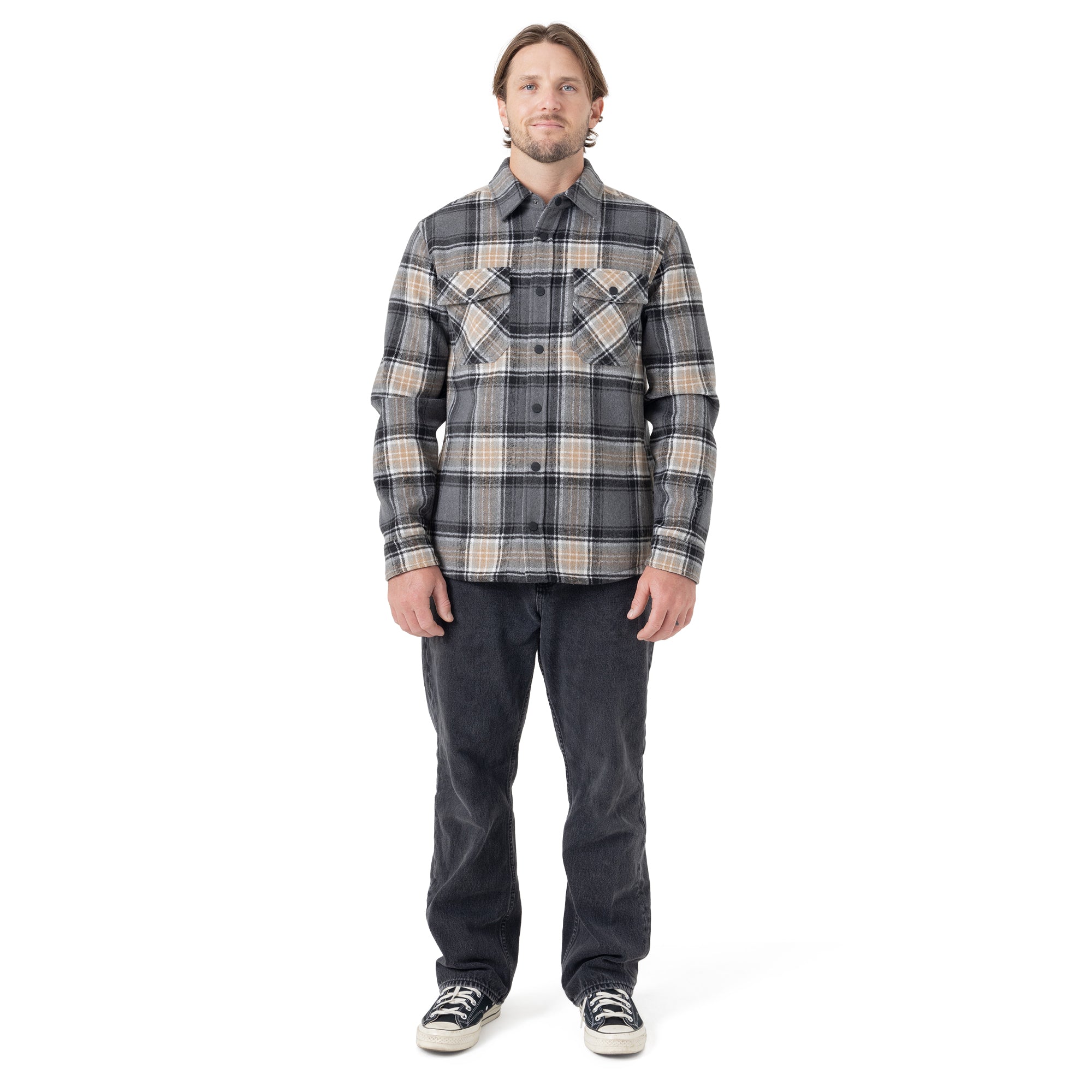 Front Snap Fleece Jacket - Greypld - Image 3