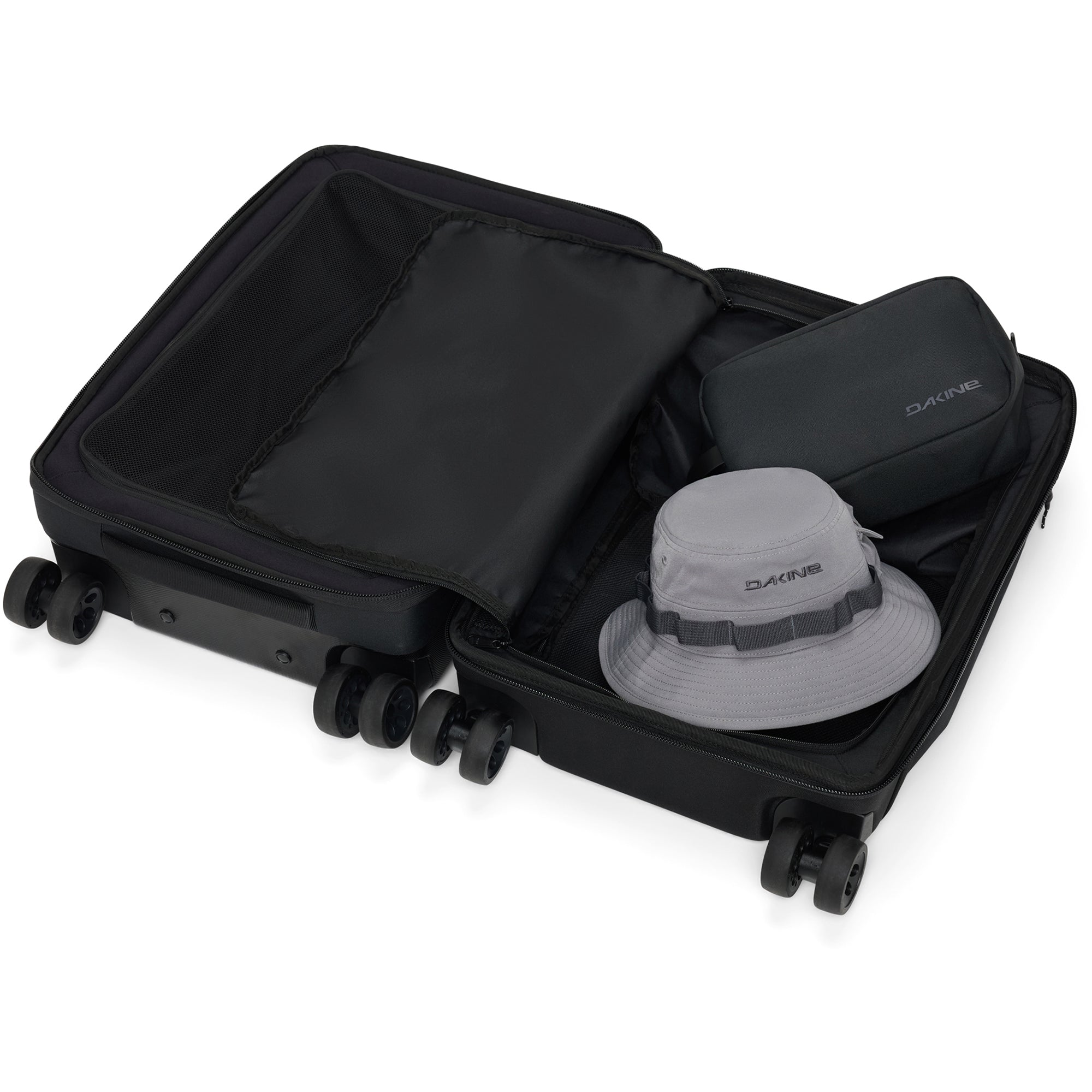 Split 4 Wheel Carry On Roller Bag 48L - Black - Image 6
